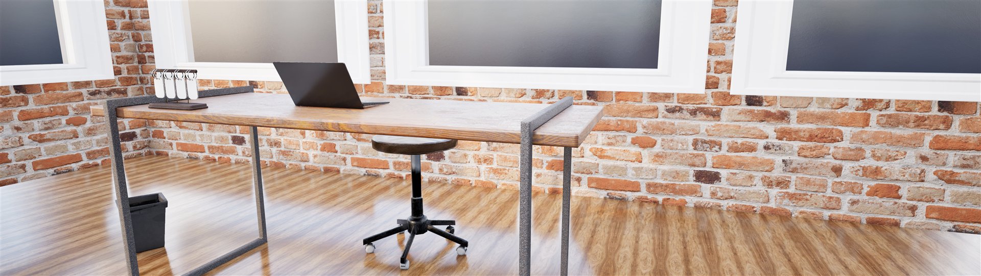 Panoramic view of the desk wall